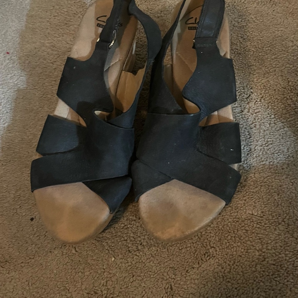 Clarks Black and Tan Women's Sandals